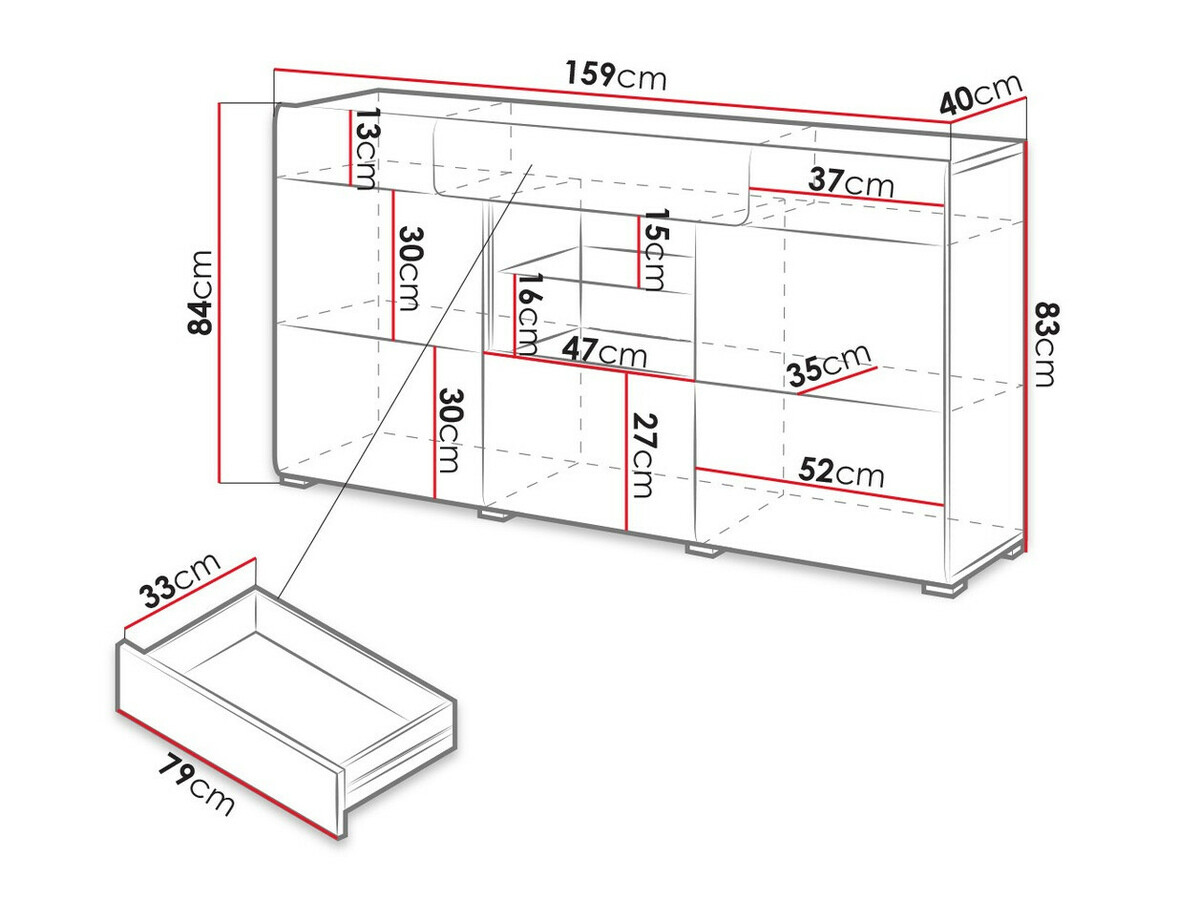 Komoda Torsone 108 (Bela + Sijaj bela)