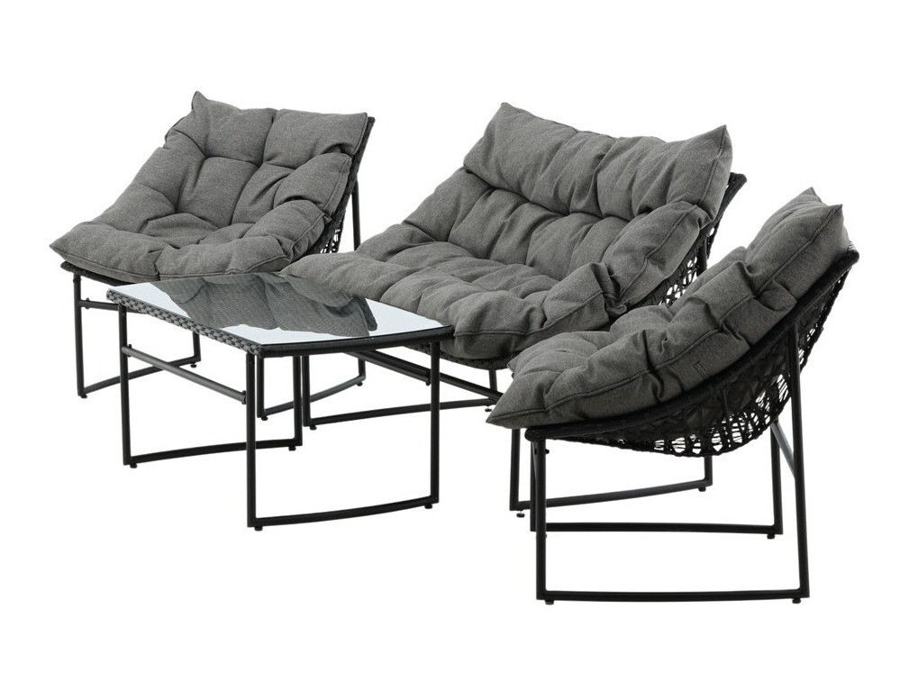 Komplet vrtnega pohištva Dallas 4732 (Črna + Siva)