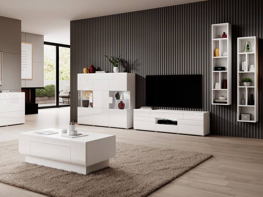 Klubska mizica Torsone 111 (Bela + Sijaj bela)