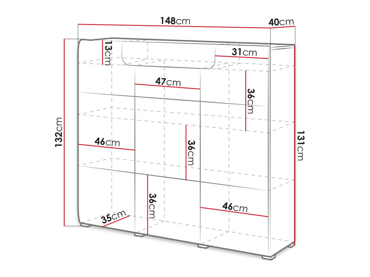 Komoda Torsone 112 (Antracit + Gloss antracit + Hrast Grandson)