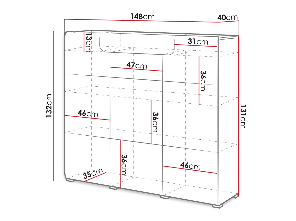 Komoda Torsone 112 (Bela + Sijaj bela + Hrast San Remo)