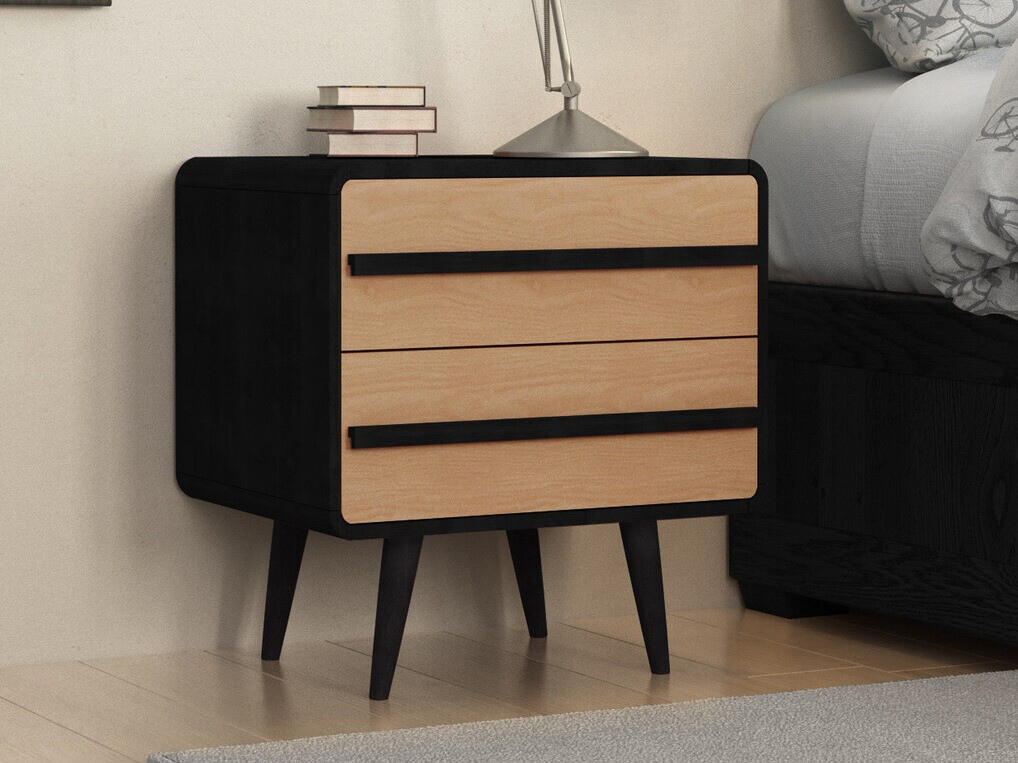 Nočna omarica Denton 567 (Črna + Hrast)