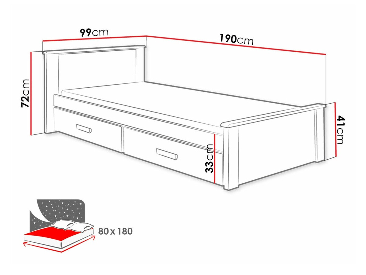 Postelja Henderson 115 (Bela + Sonoma hrast)