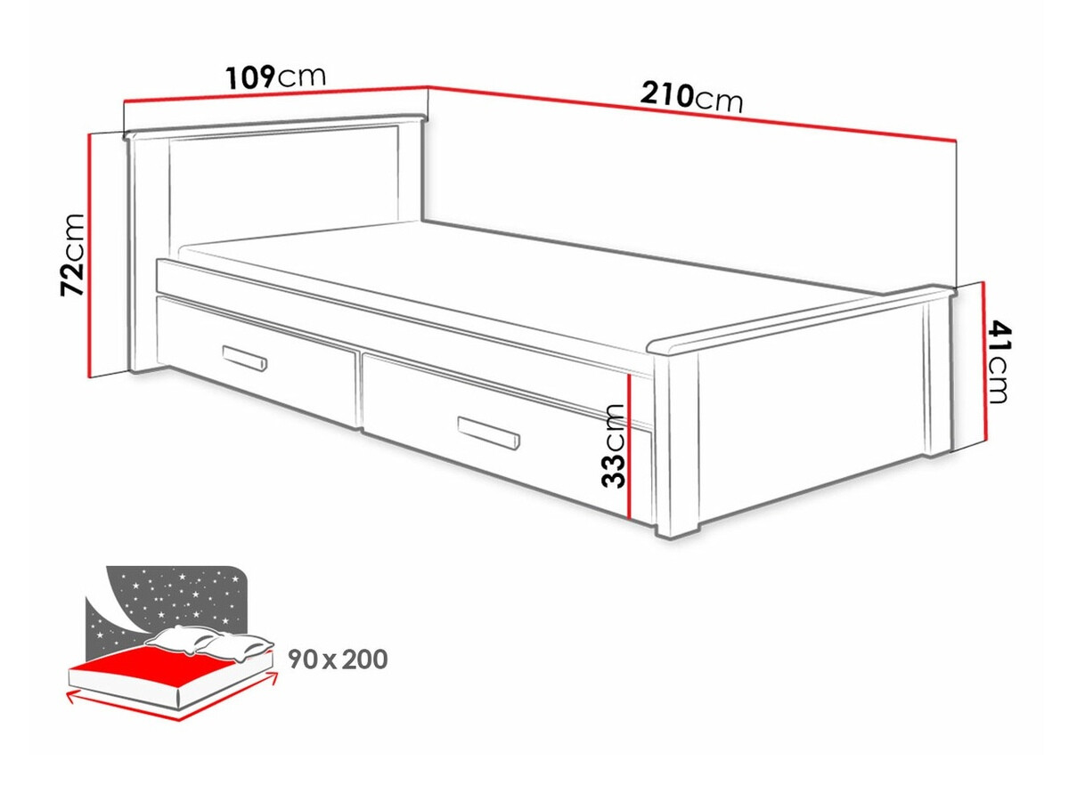 Postelja Henderson 116 (Bela + Sonoma hrast)