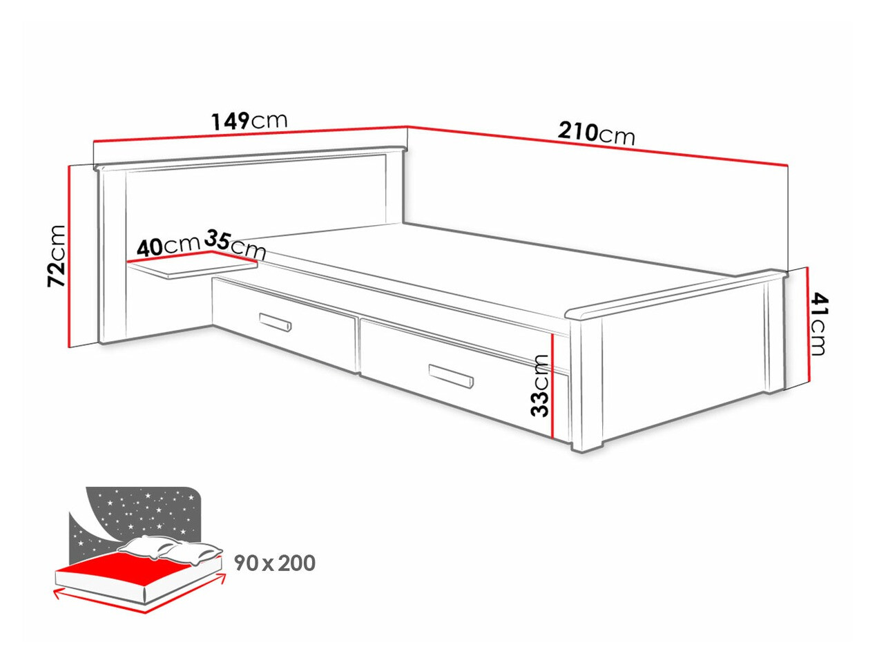 Postelja Henderson 118 (Bela + Modra)