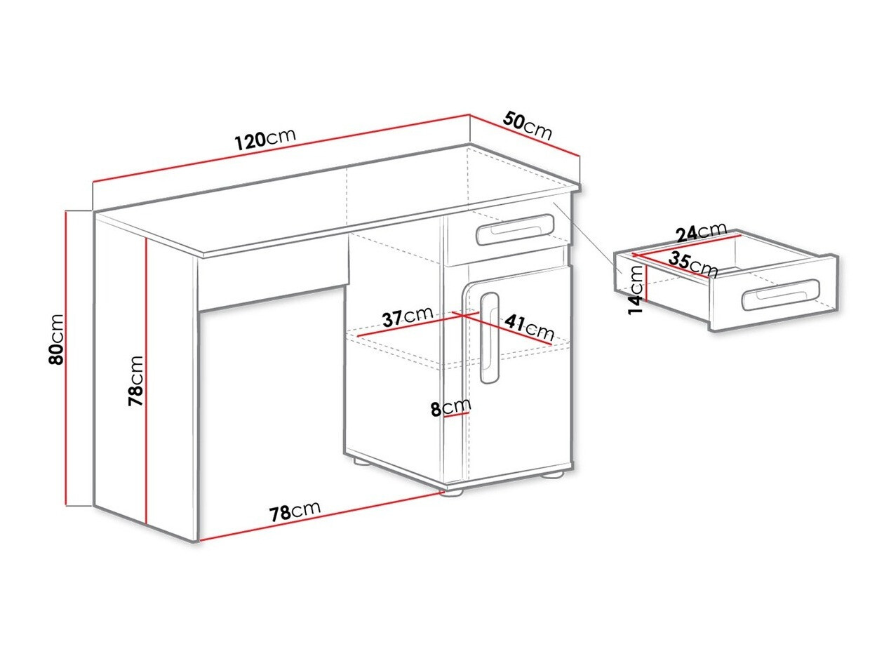 Pisalna miza Levtala 109 (Antracit + Bela + Roza)