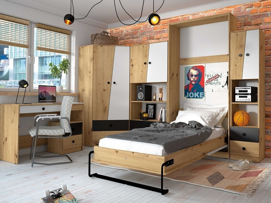 Pisalna miza Mirelbu 109 (Artisan hrast + Bela + Črna)