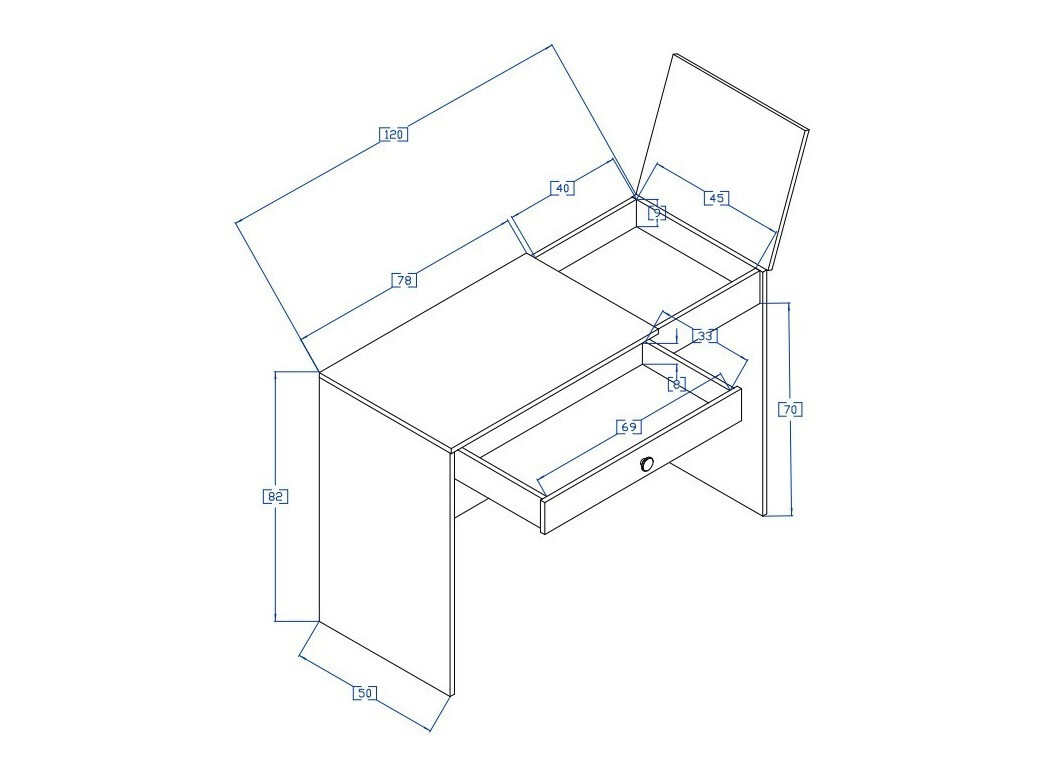 Pisalna miza Mirelbu 109 (Artisan hrast + Bela + Črna)