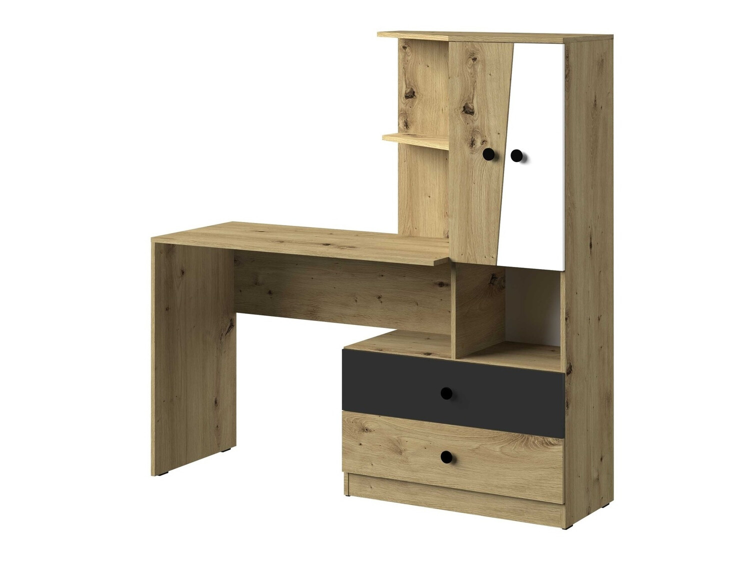 Pisalna miza Mirelbu 110 (Artisan hrast + Bela + Črna)