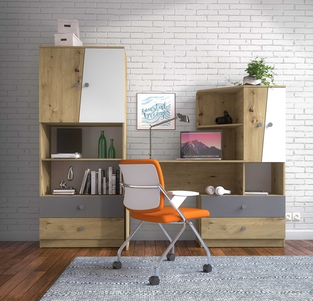 Pisalna miza Mirelbu 110 (Artisan hrast + Bela + Črna)