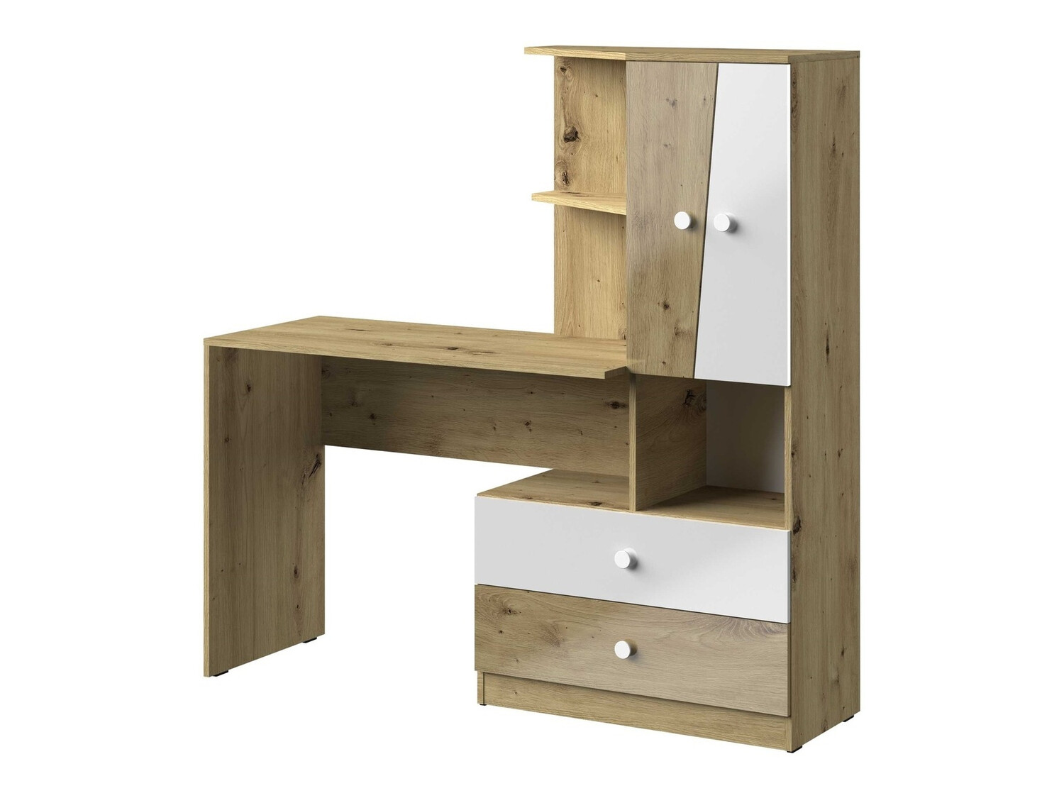 Pisalna miza Mirelbu 110 (Artisan hrast + Sijaj bela)