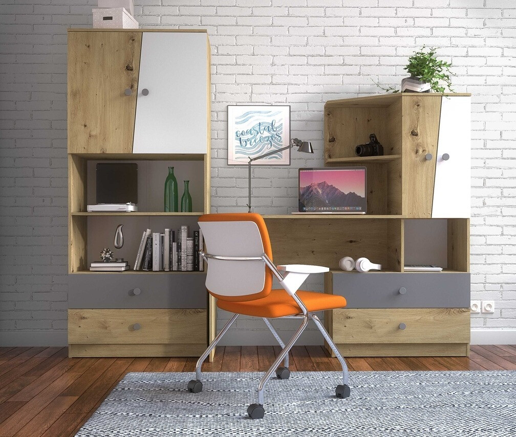 Pisalna miza Mirelbu 110 (Artisan hrast + Sijaj bela)