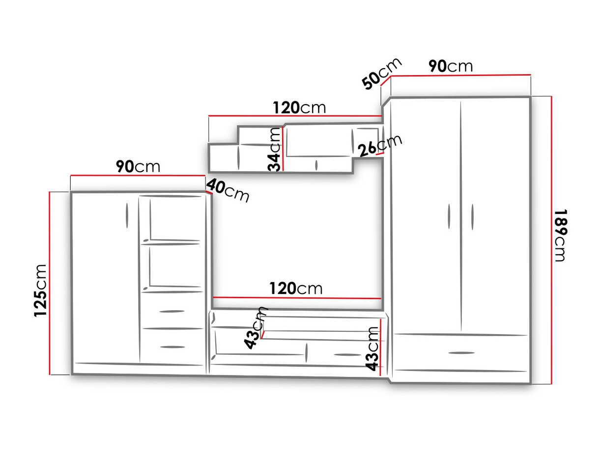 Komplet za dnevno sobo Lorlare 101 (Bela + Siva)