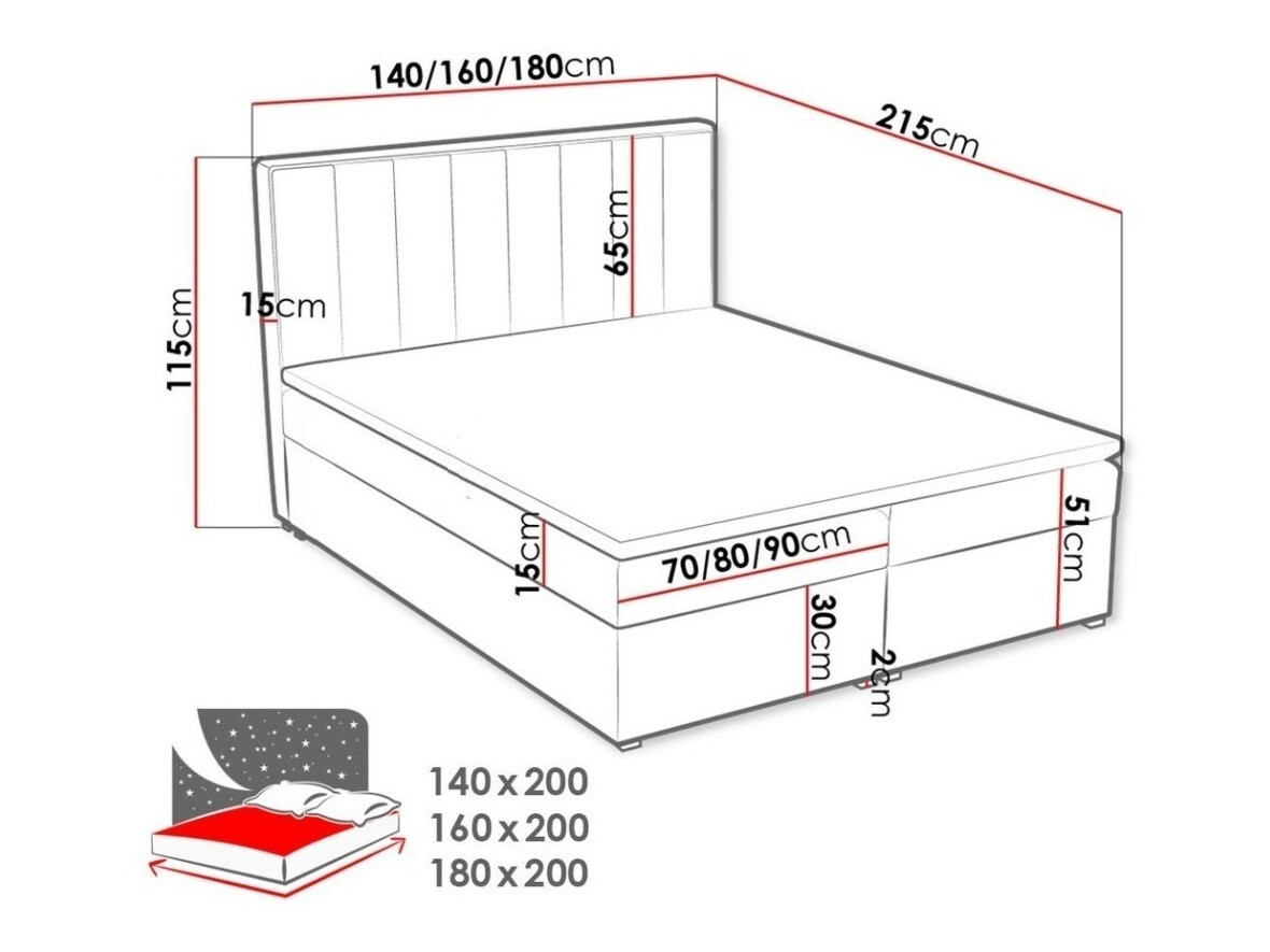 Boxspring postelja Pomona 117 (Kronos 02)