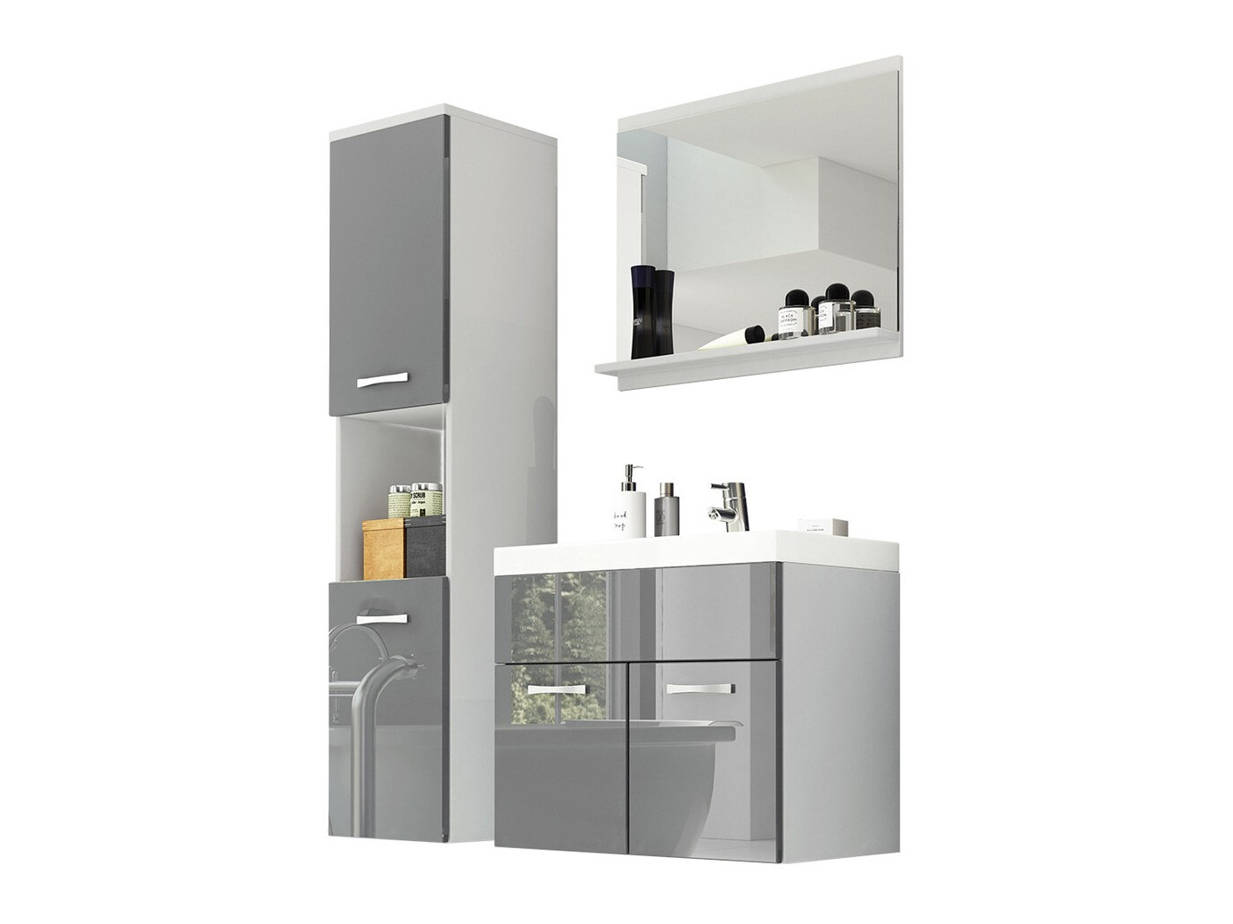 Kopalniški komplet Sarasota 122 (Bela + Sijaj siva)