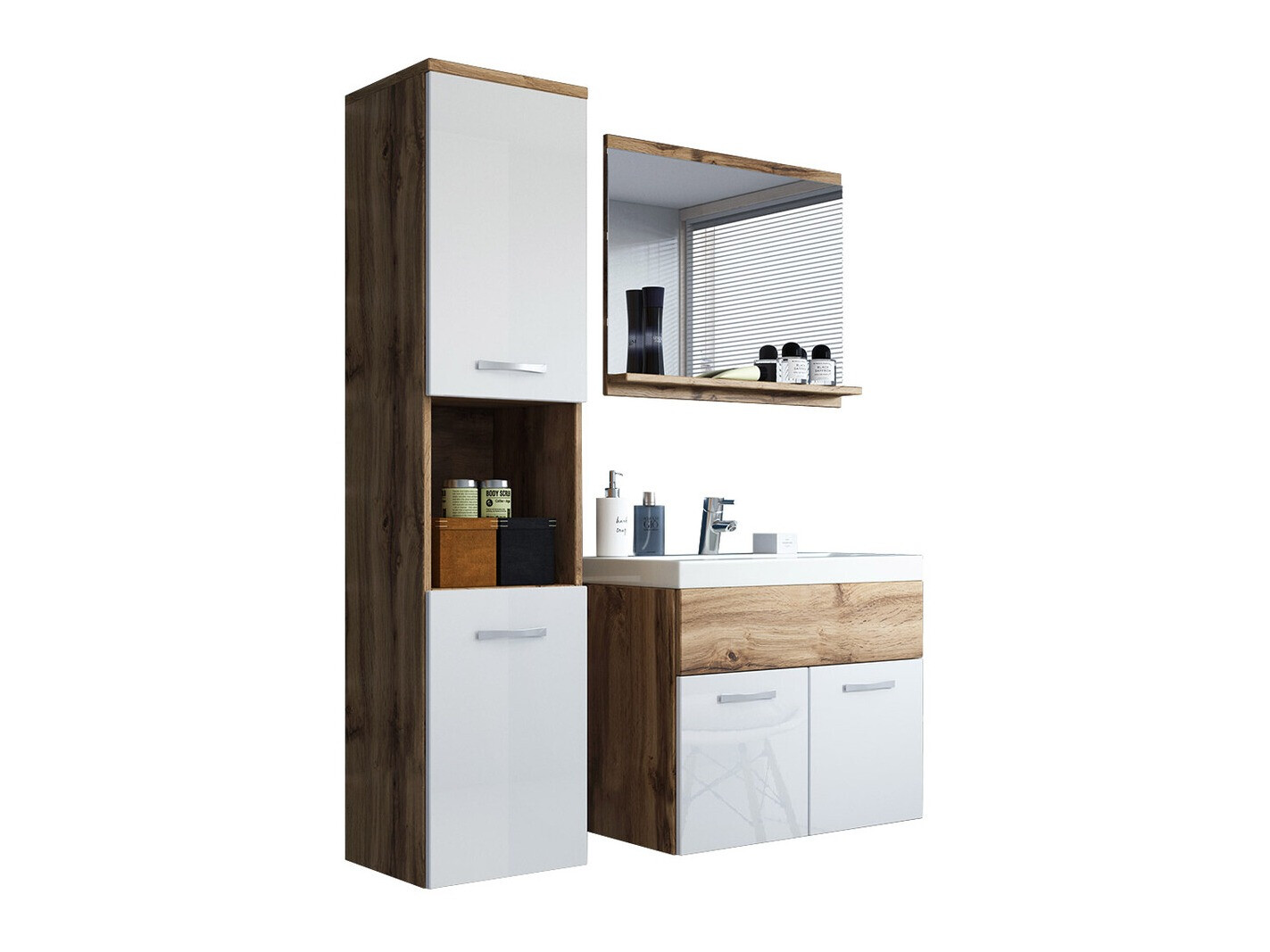 Kopalniški komplet Sarasota 122 (Wotan hrast + Sijaj bela)