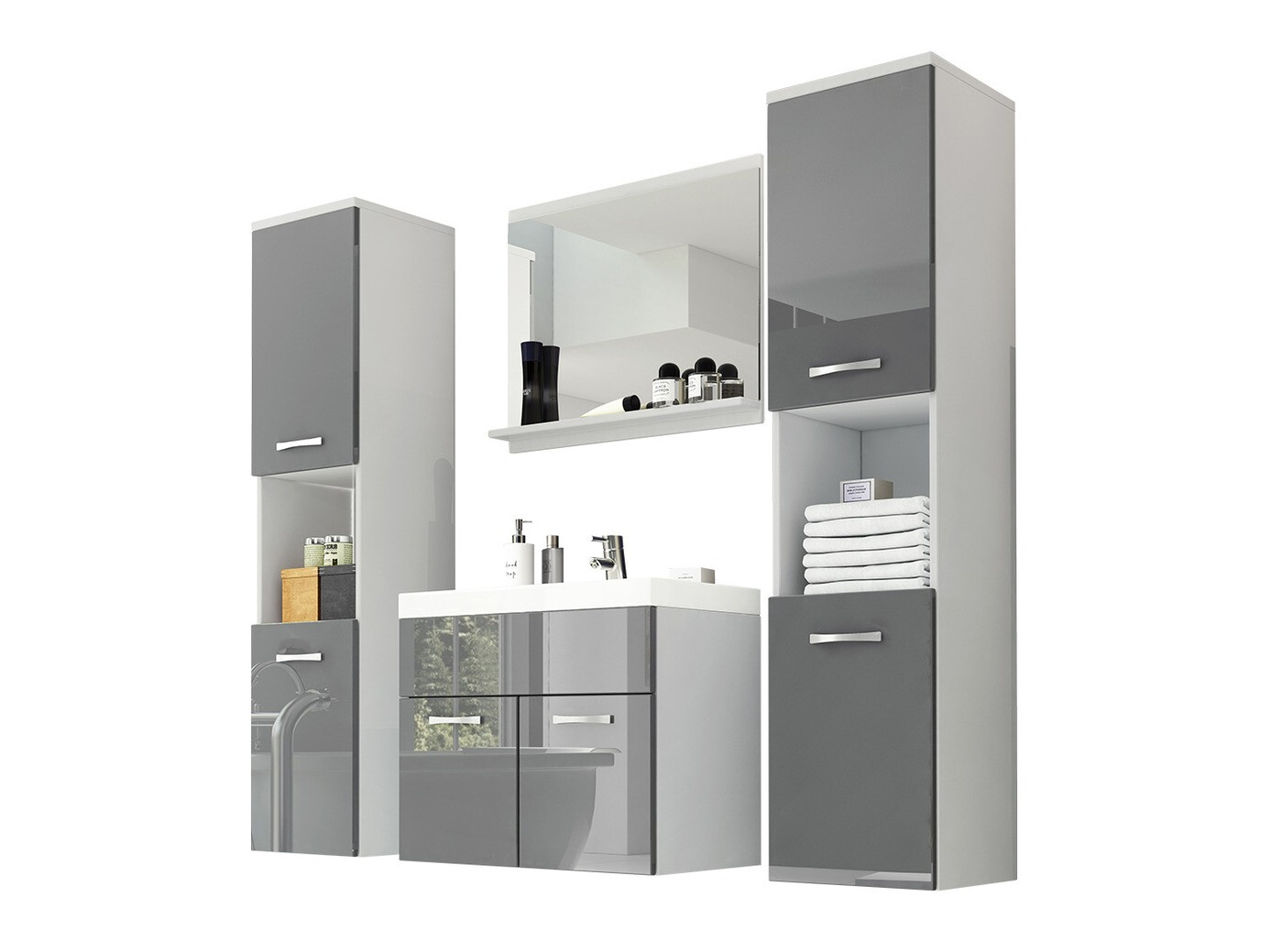 Kopalniški komplet Sarasota 123 (Bela + Sijaj siva)