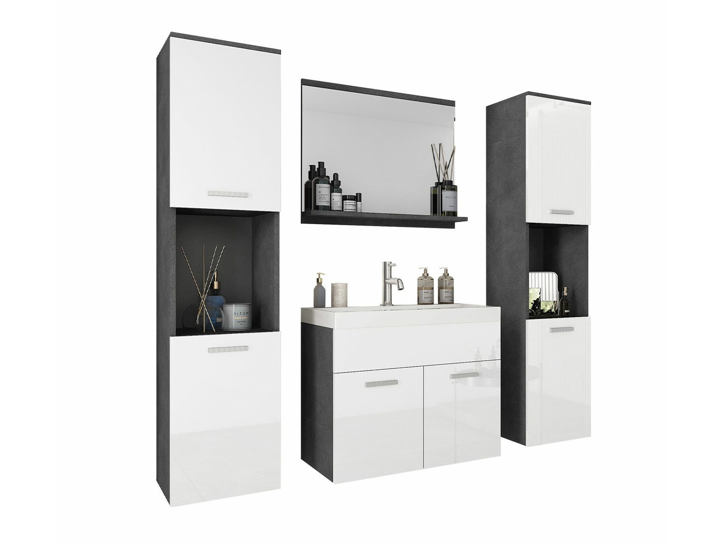 Kopalniški komplet Sarasota 123 (Matera siva + Sijaj bela)