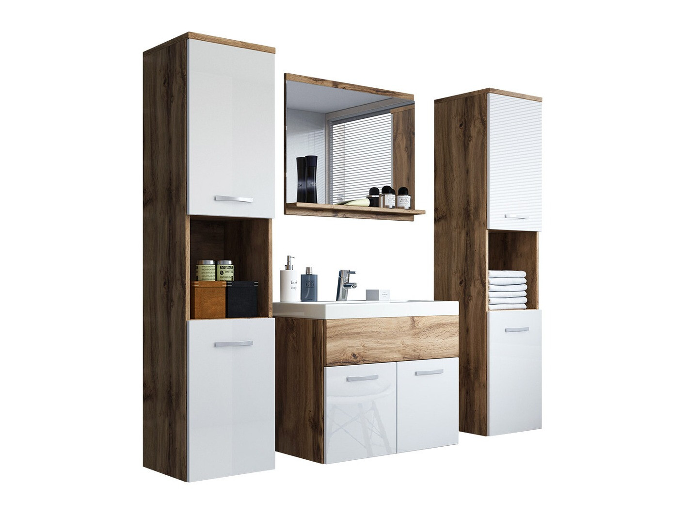 Kopalniški komplet Sarasota 123 (Wotan hrast + Sijaj bela)