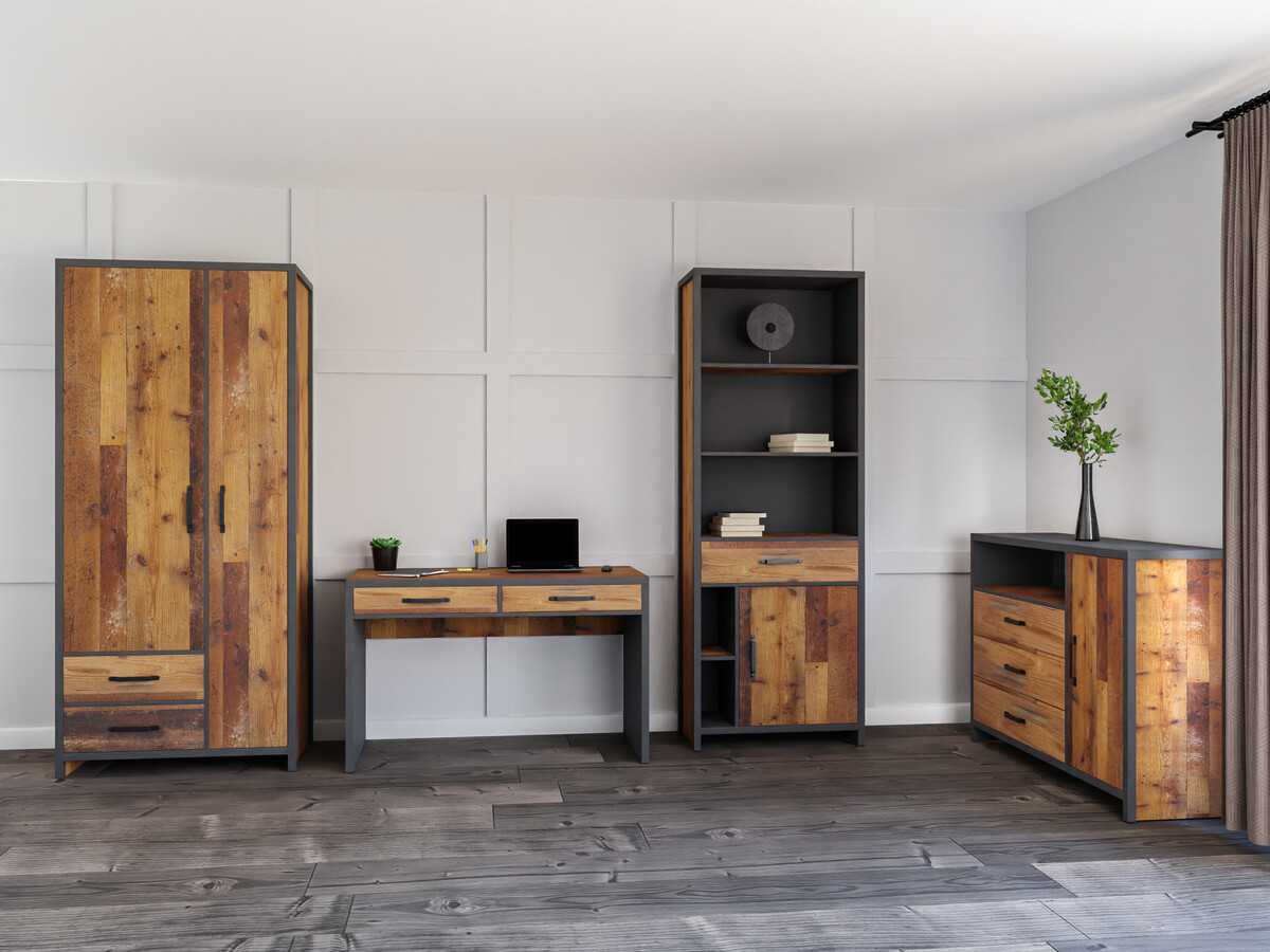 Komplet za domačo pisarno Belsera 115 (Rjava + Matera siva)