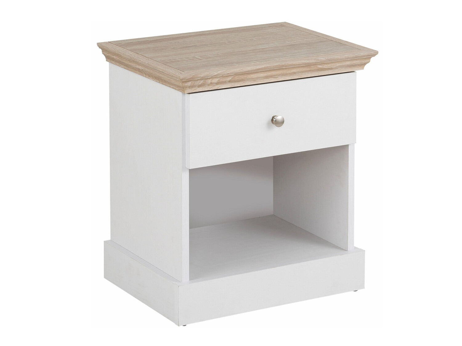 Nočna omarica Lirveri 111 (Bela + Lahki hrast)