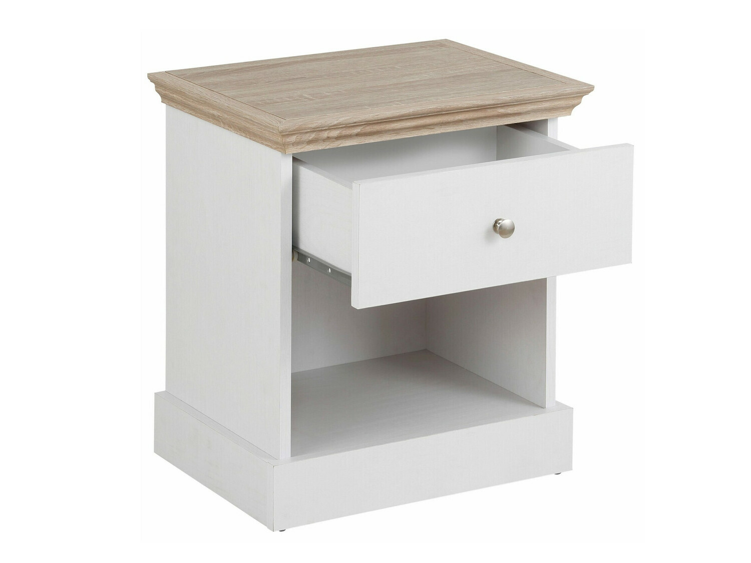 Nočna omarica Lirveri 111 (Bela + Lahki hrast)