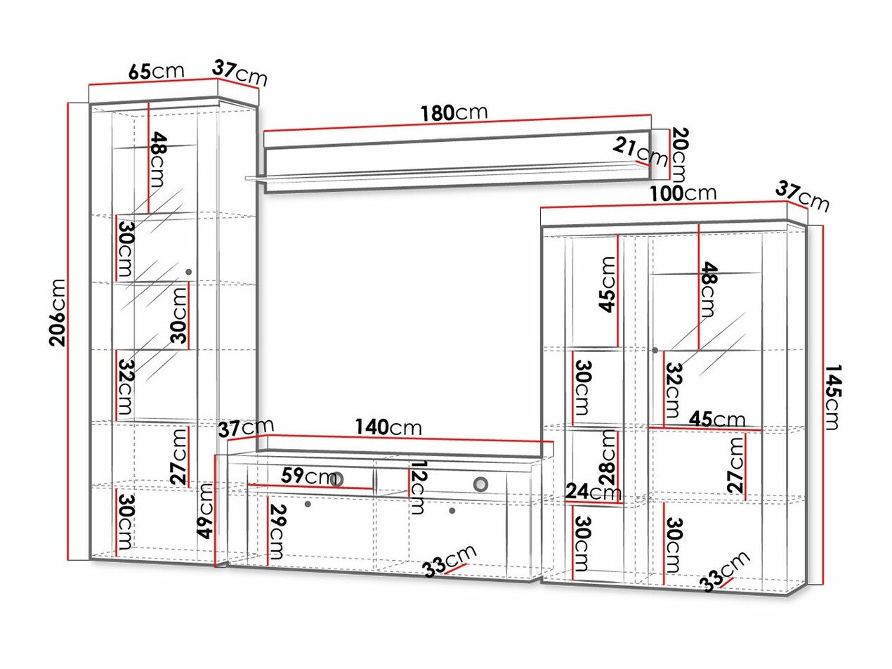Komplet za dnevno sobo Salelbo 100 (Svetel sibirski macesen + Tartuf hrast)