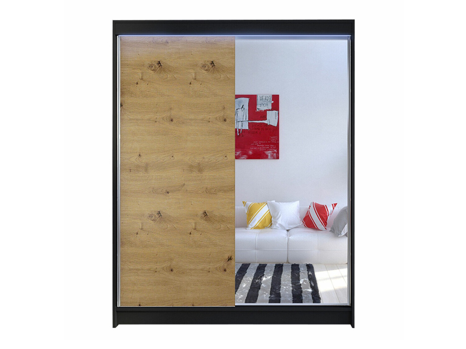 Garderobna omara Closico 140 (Črna + Artisan hrast)