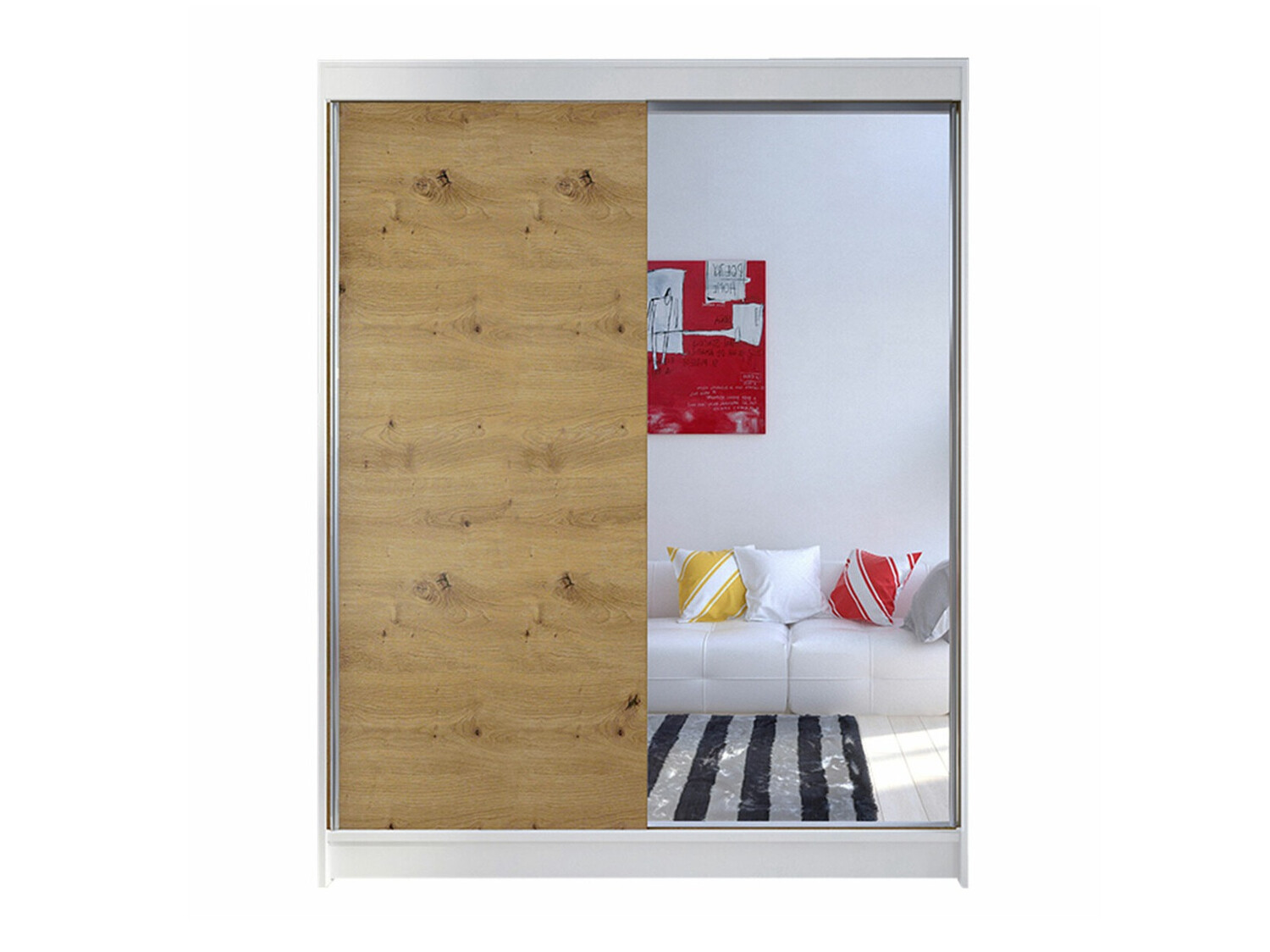 Garderobna omara Closico Vastor I (Bela + Artisan hrast)