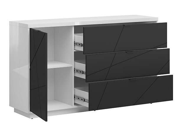 Komoda Fivale 100 (Sijaj bela + Mat črna)
