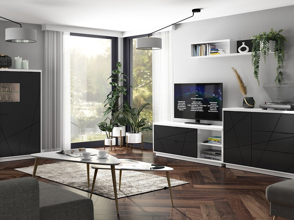 Komoda Fivale 100 (Sijaj bela + Mat črna)