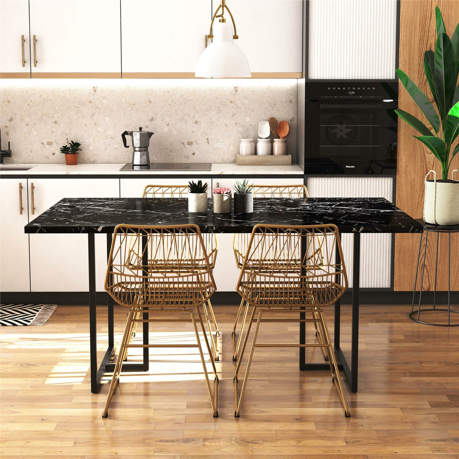Miza CosmoLiving by Cosmopolitan 122 (Črna + Črni marmor)