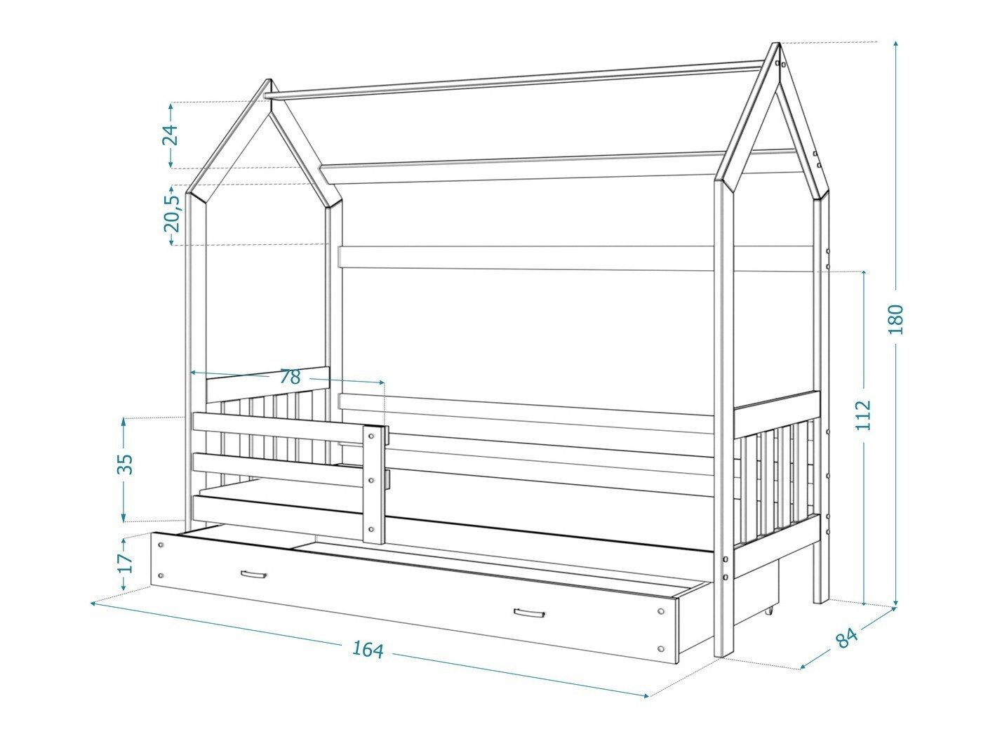 Postelja Aurora 122 (Bor)