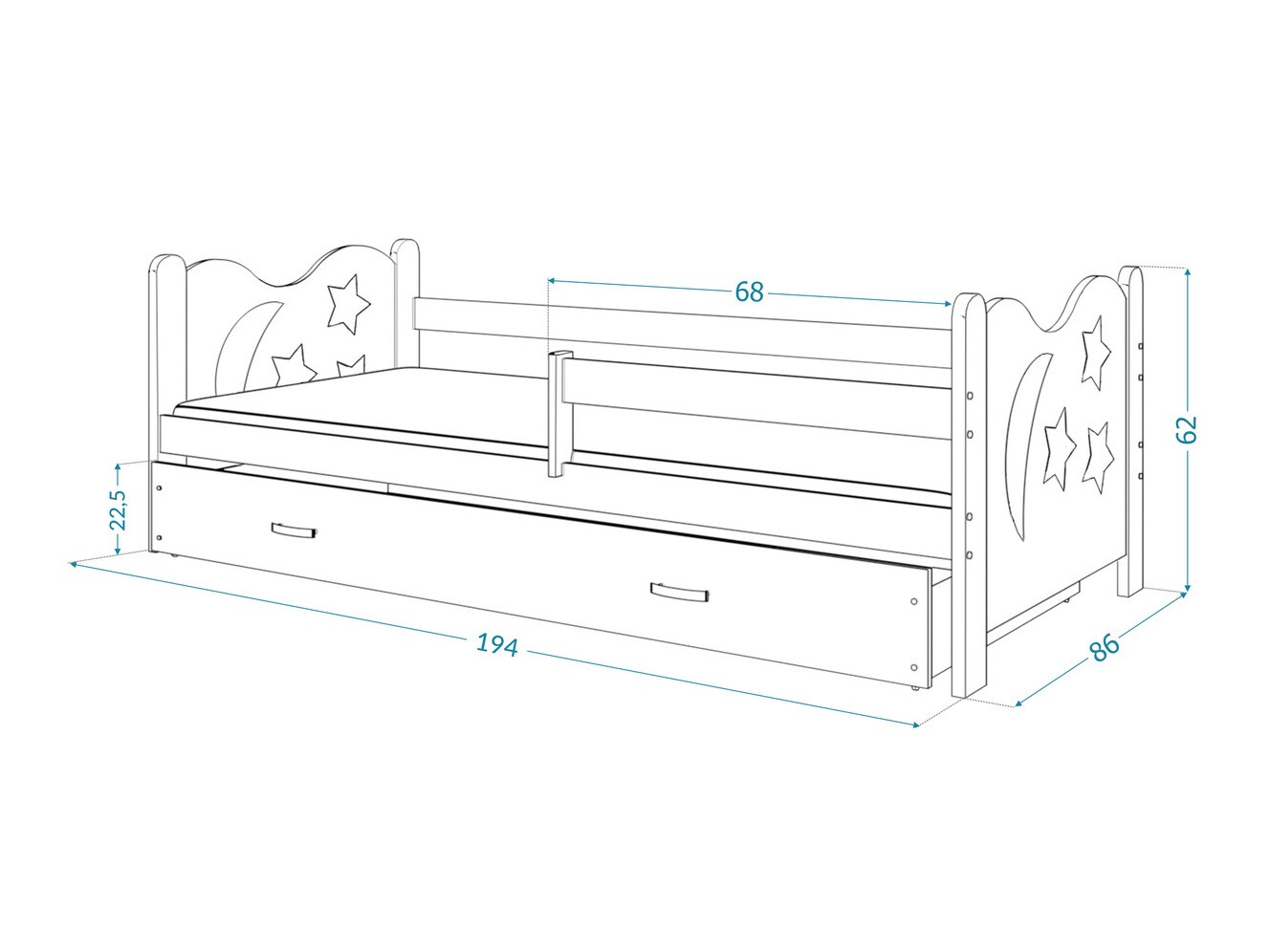 Postelja Aurora 124 (Bela)
