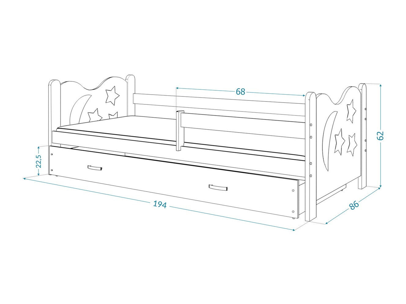 Postelja Aurora 124 (Siva)