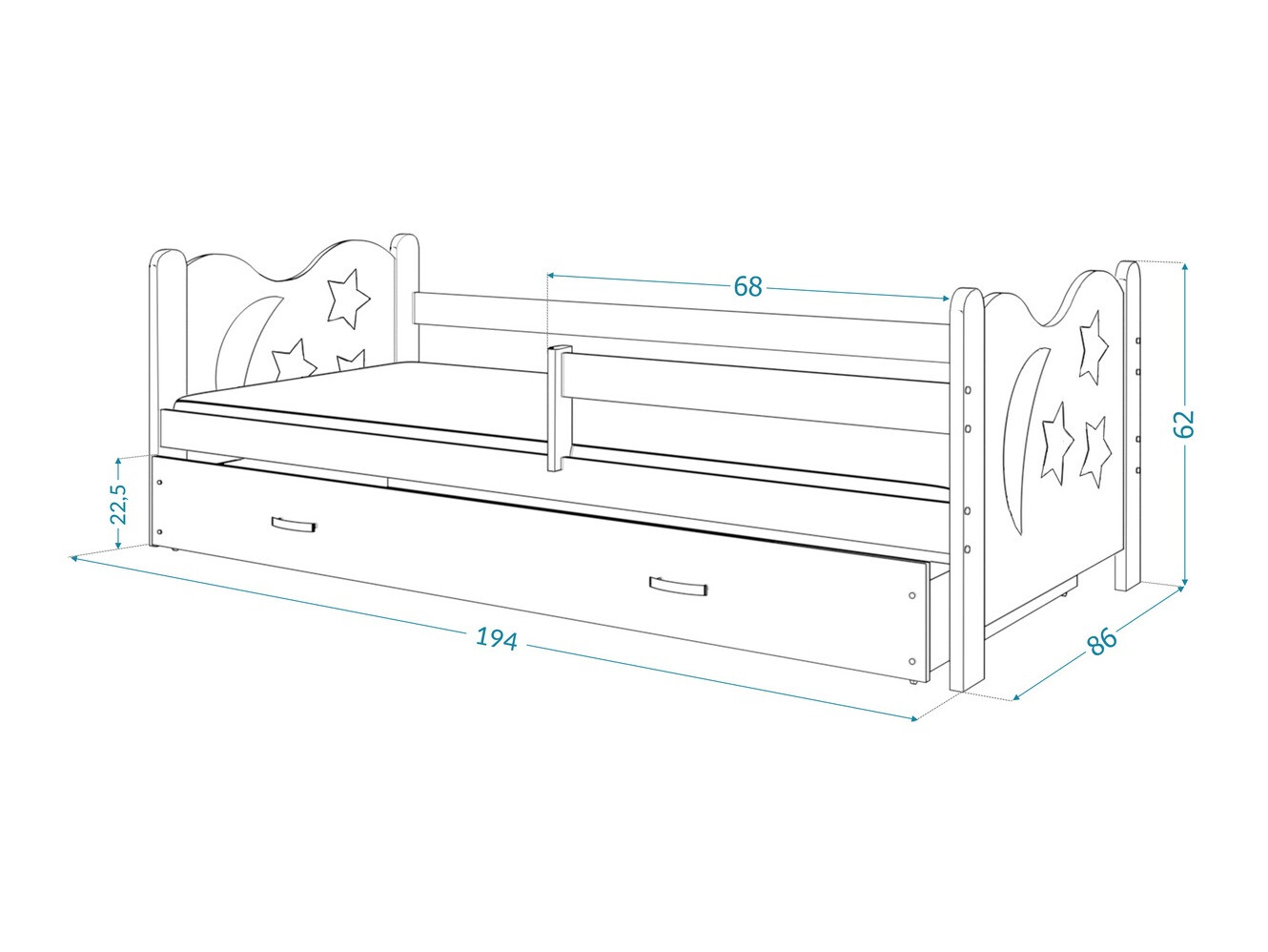 Postelja Aurora 124 (Siva)
