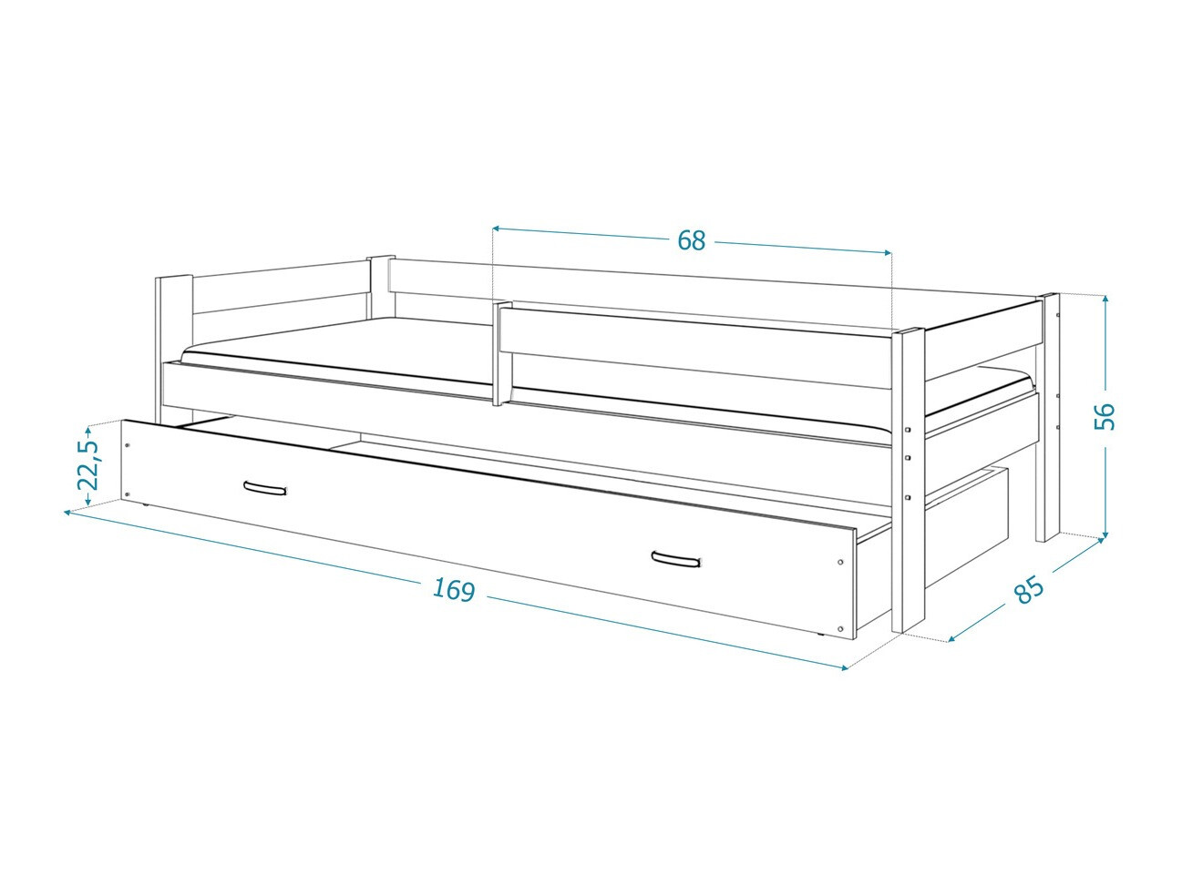Postelja Aurora 125 (Bela)