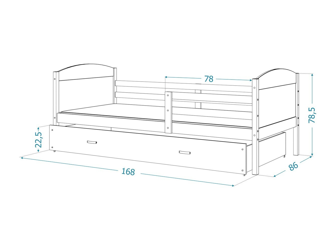 Postelja Aurora 127 (Bela)