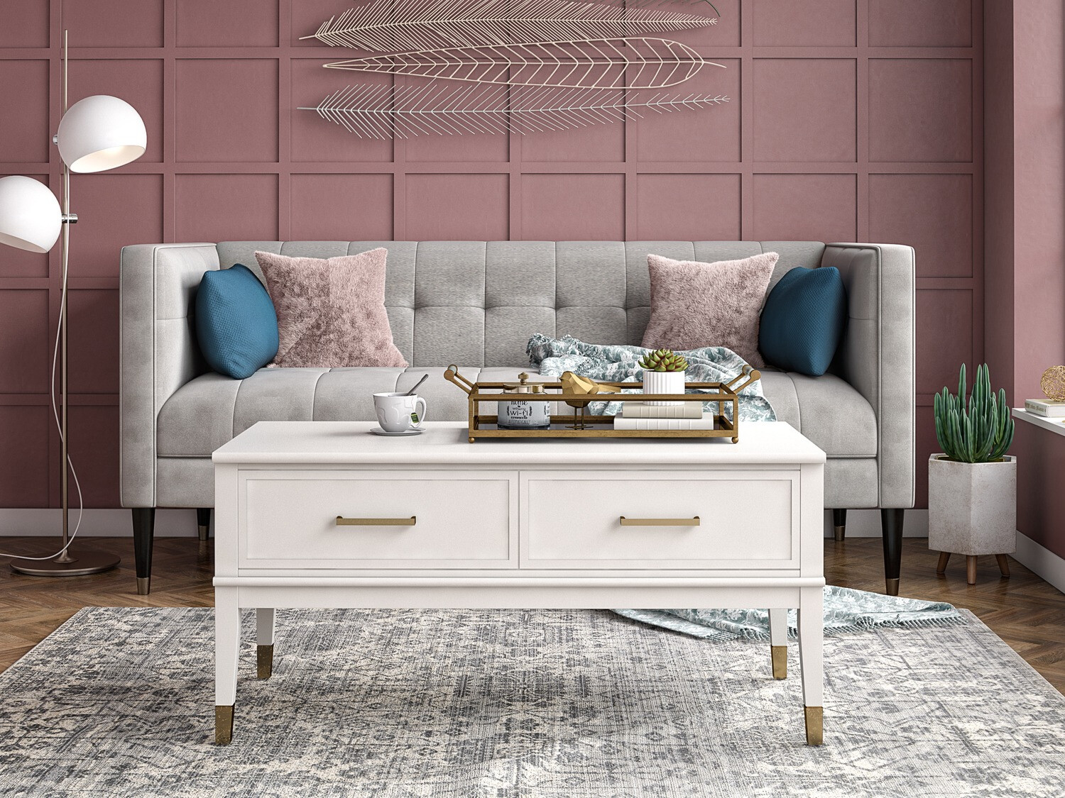 Raztegljiva klubska mizica CosmoLiving by Cosmopolitan Belromu 105 (Bela)