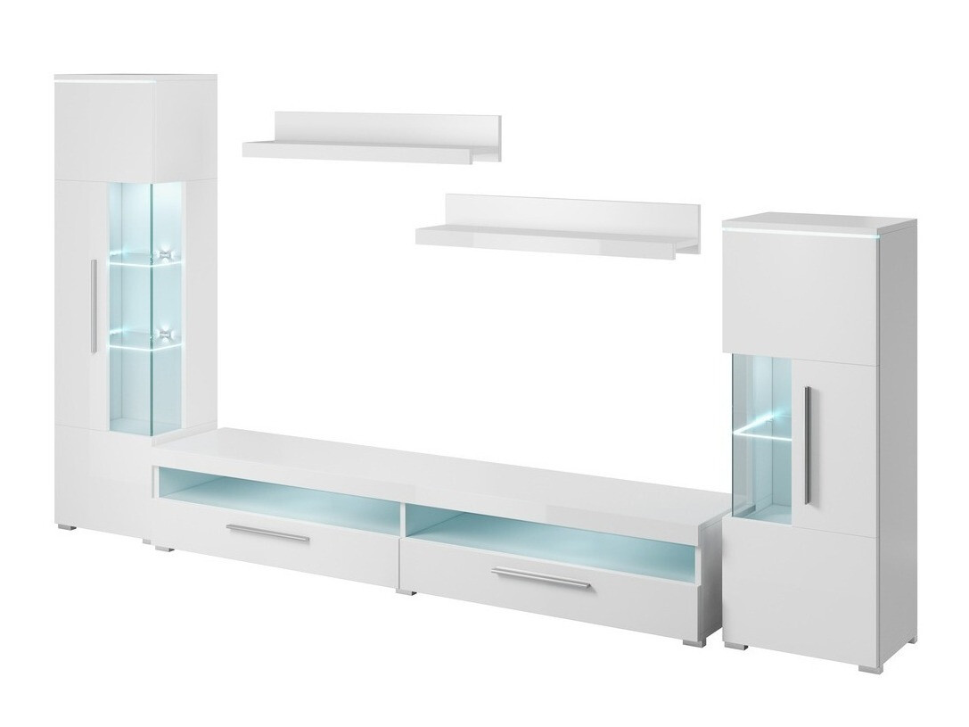 Komplet za dnevno sobo Torvire 107 (Bela + Sijaj bela)