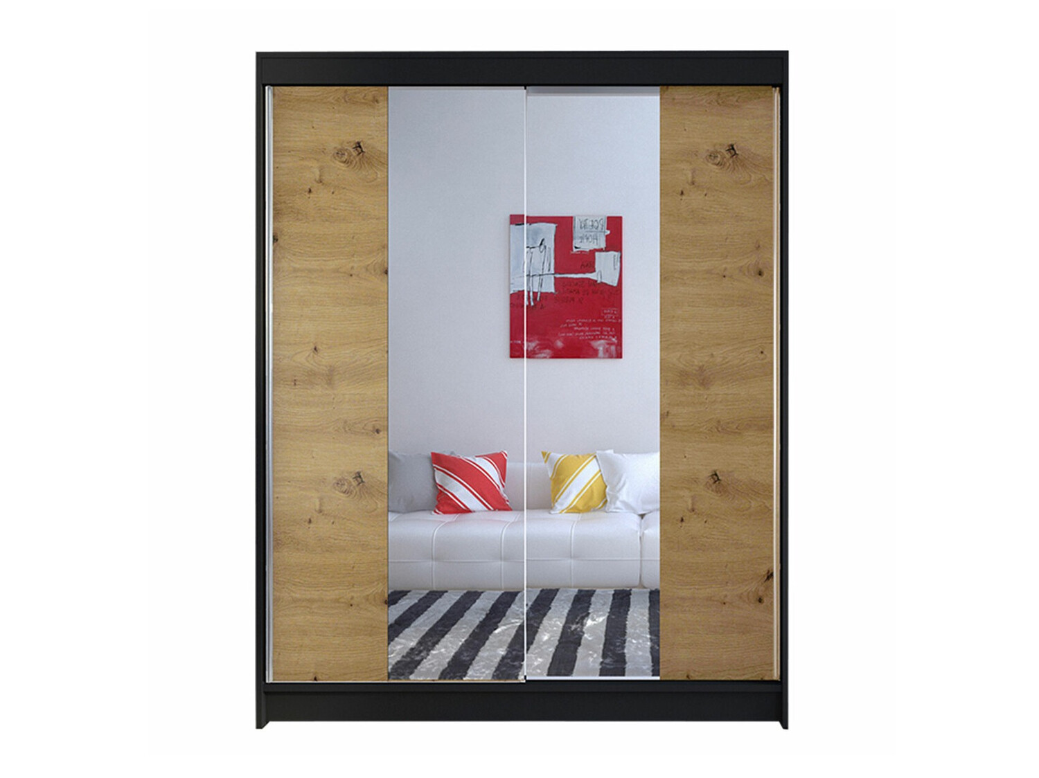 Garderobna omara Closico Vastor II (Črna + Artisan hrast)