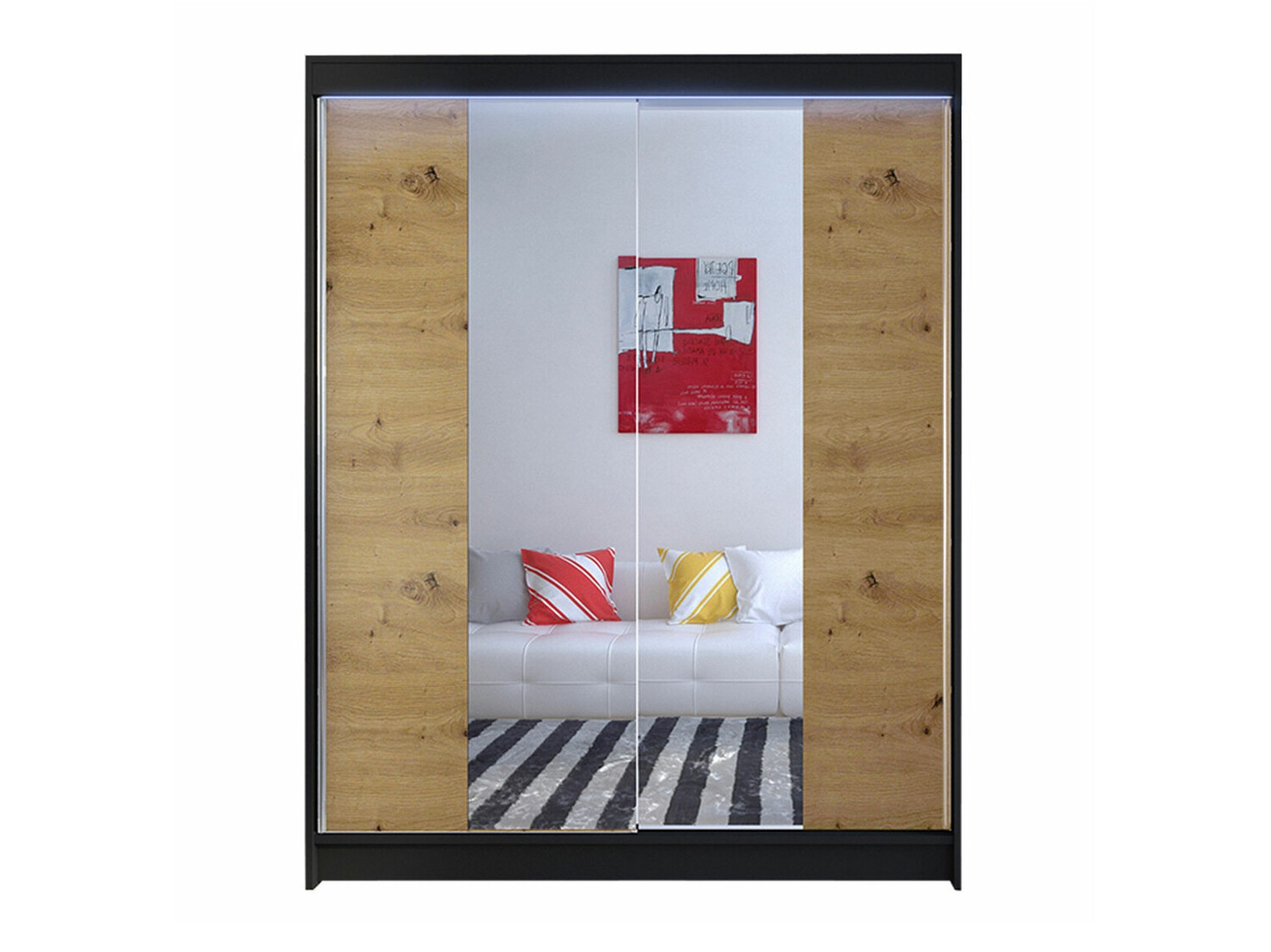 Garderobna omara Closico Vastor II (Črna + Artisan hrast)