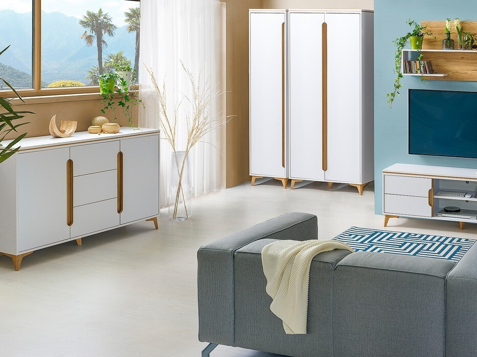 Komoda Ogden H103 (Bela + Svetel les)