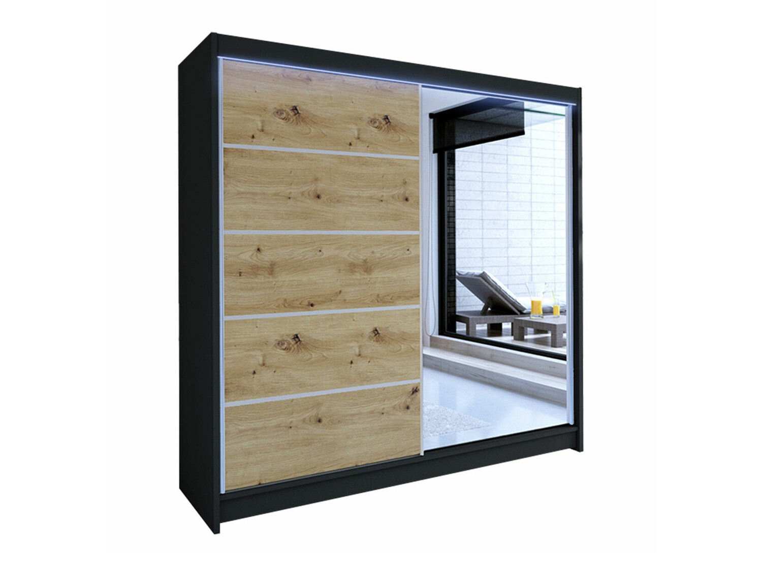 Garderobna omara Closico 142 (Črna + Artisan hrast)