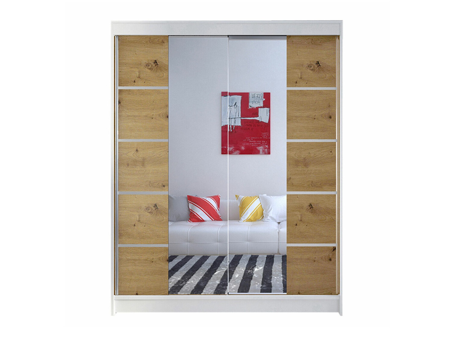 Garderobna omara Closico 146 (Bela + Artisan hrast)