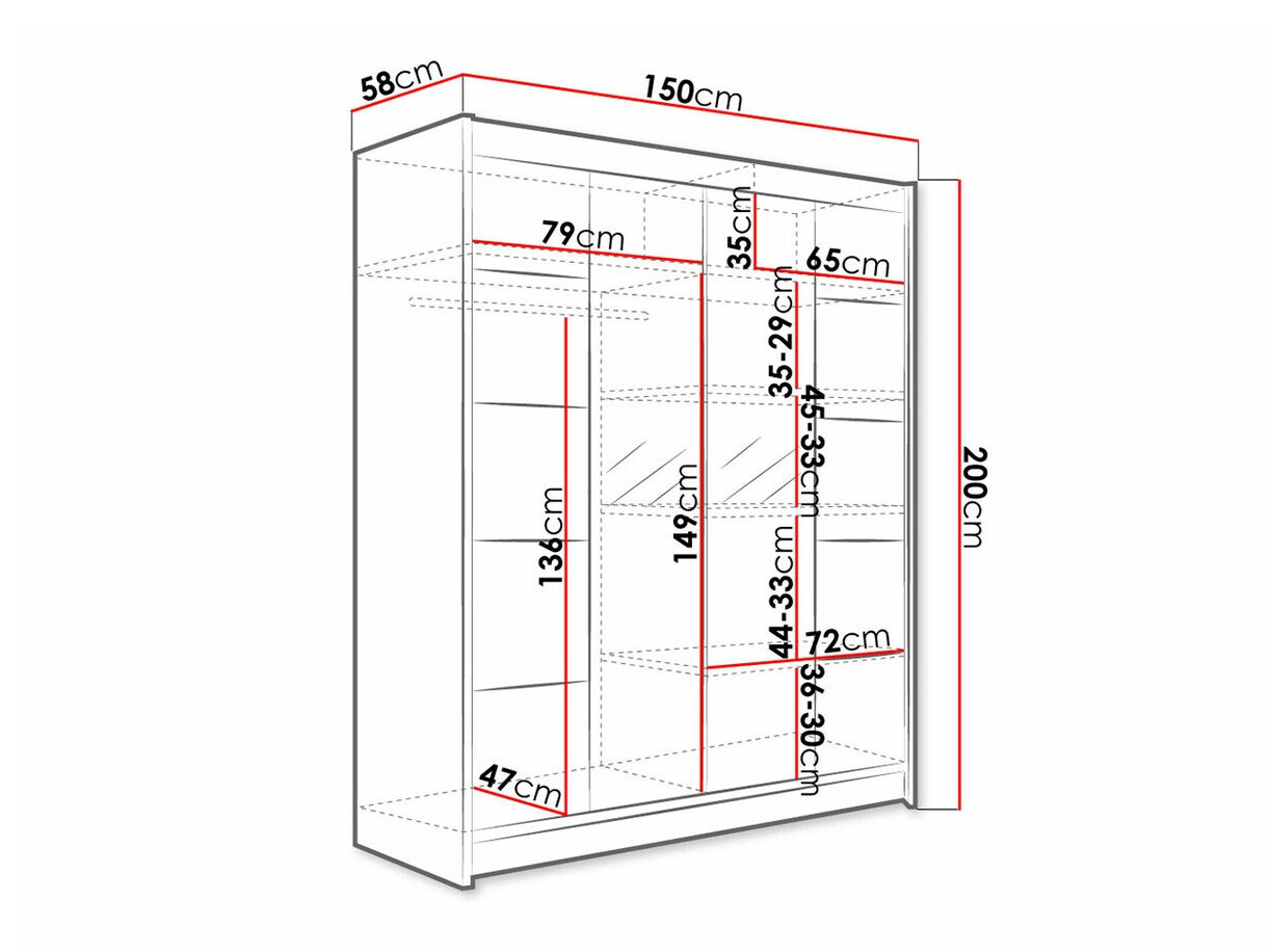 Garderobna omara Closico 146 (Črna + Artisan hrast)