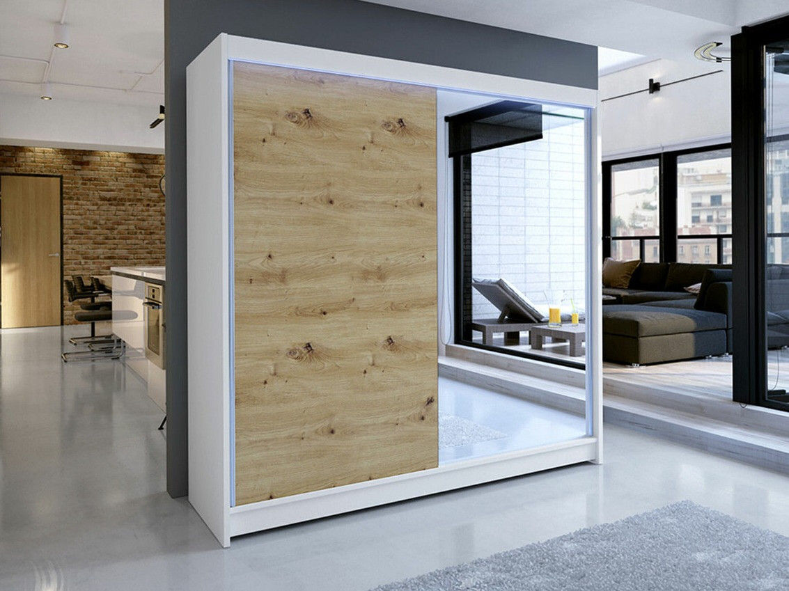 Garderobna omara Closico Cavaris I (Bela + Artisan hrast)