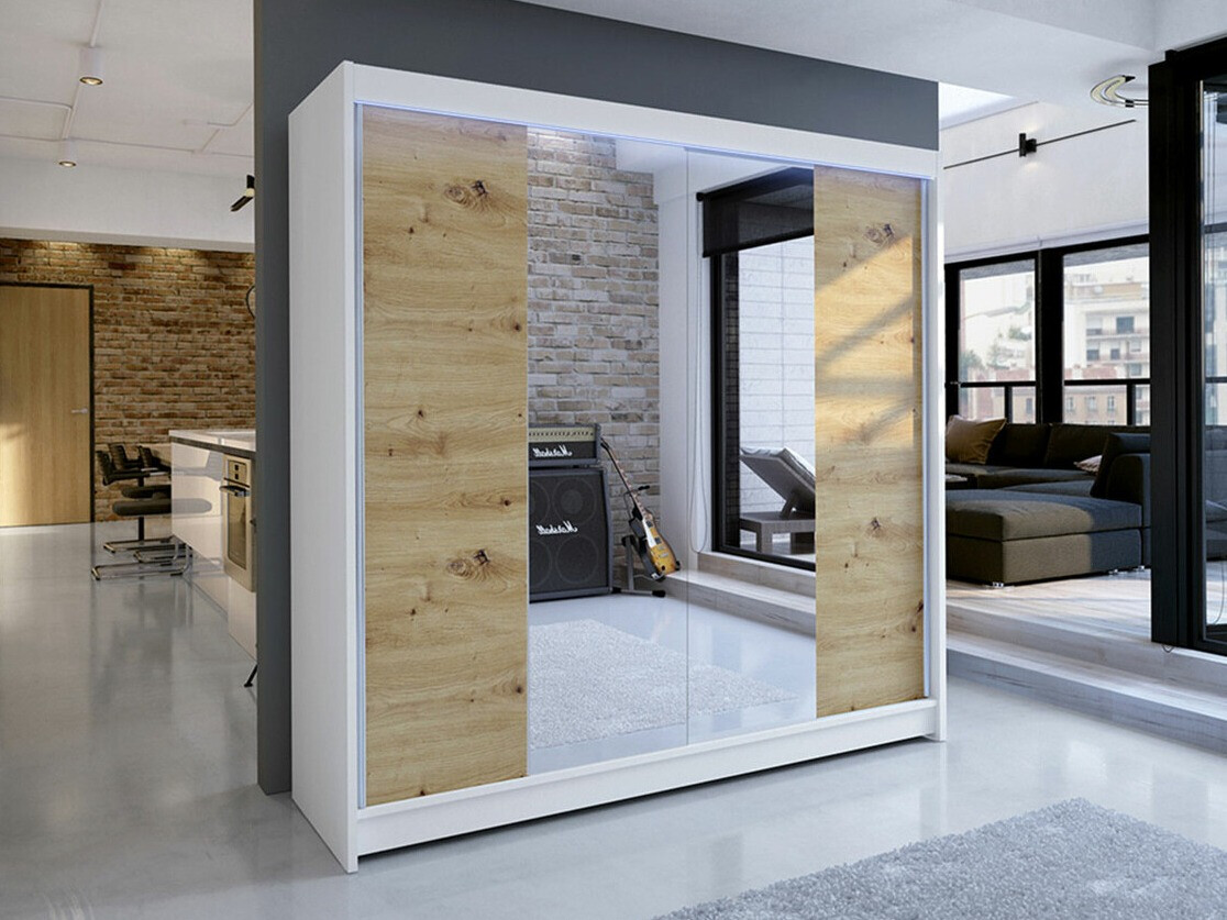 Garderobna omara Closico Cavaris II (Bela + Artisan hrast)