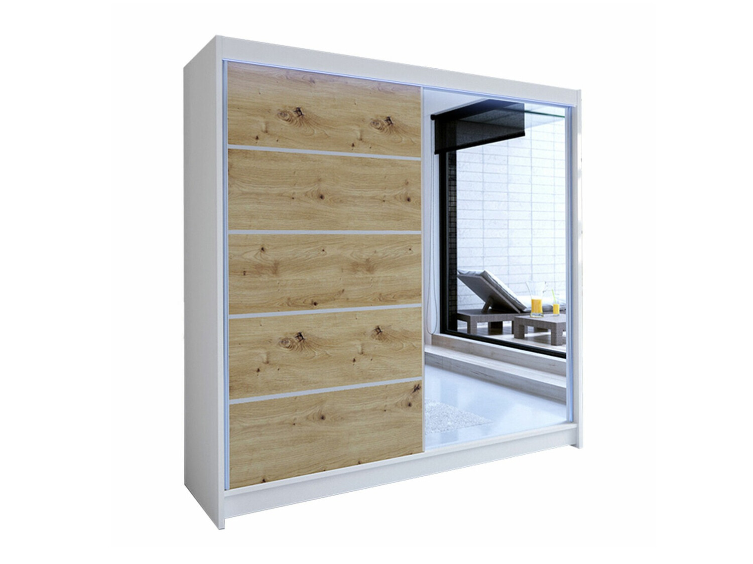 Garderobna omara Closico Cavaris III (Bela + Artisan hrast)