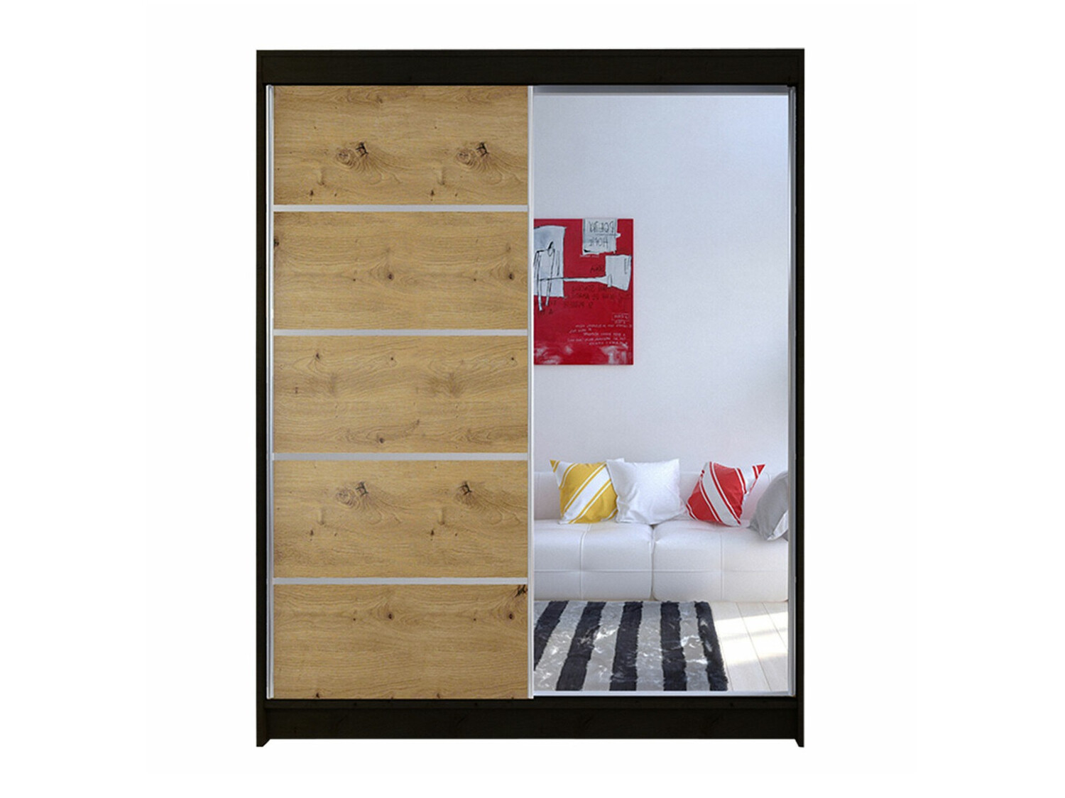 Garderobna omara Closico Vastor III (Črna + Artisan hrast)